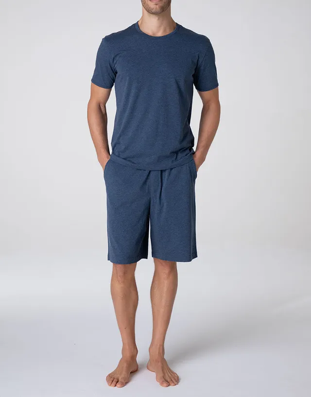 Lovable Man pigiama corto uomo jersey blu melange cotone