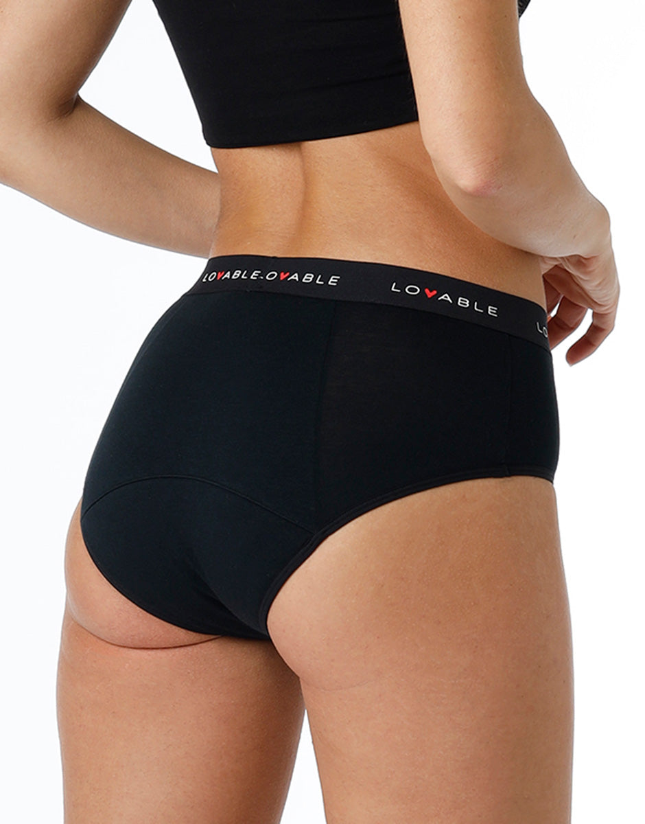 Lovable Panties L0DPNE1 slip alto da ciclo nero cotone bio