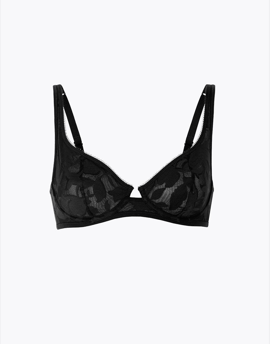 Lovable Modern Bloom Lace reggiseno balconcino nero in pizzo