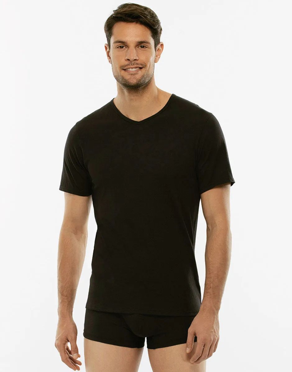 Lovable t-shirt uomo cotone scollo a V nero