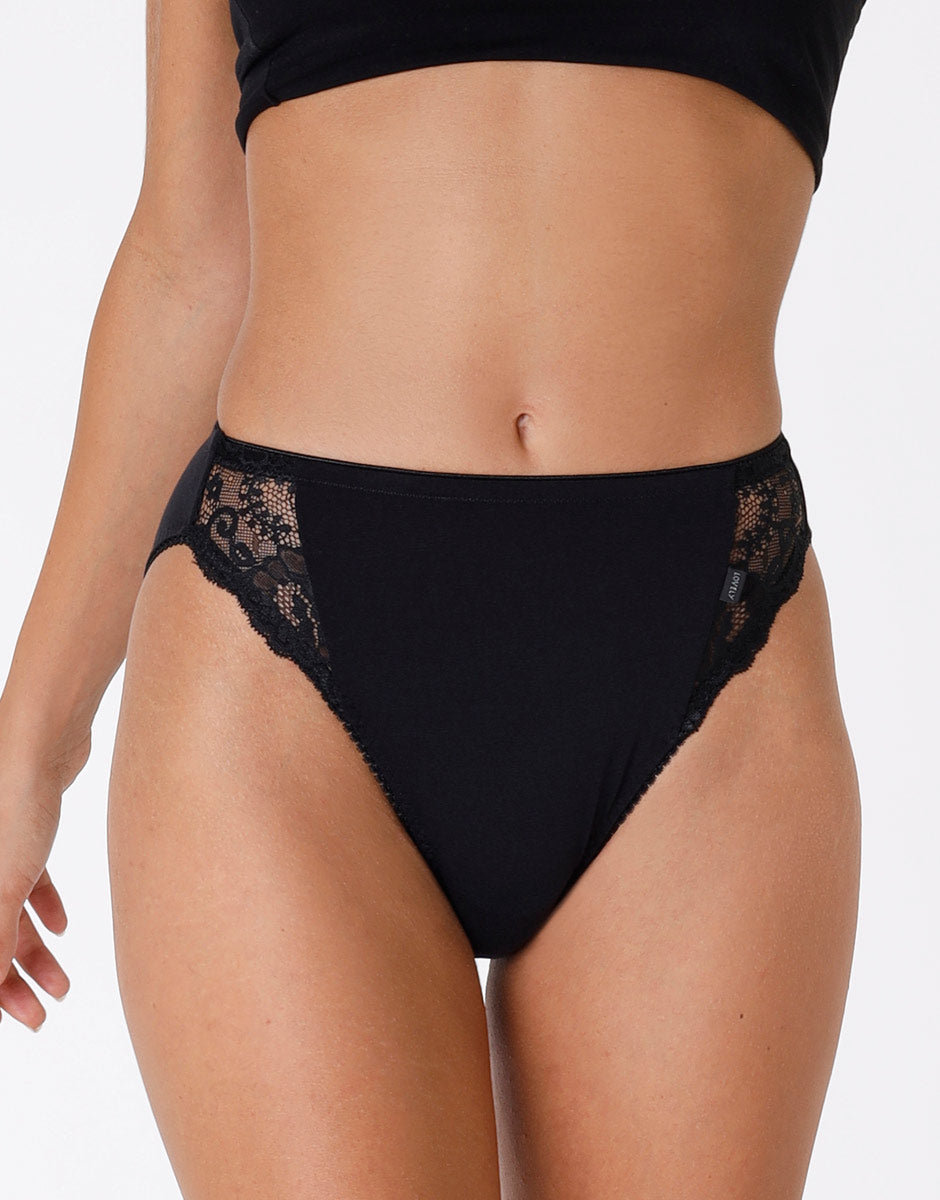 Lovable Lovely slip mini sgambato nero cotone pizzo