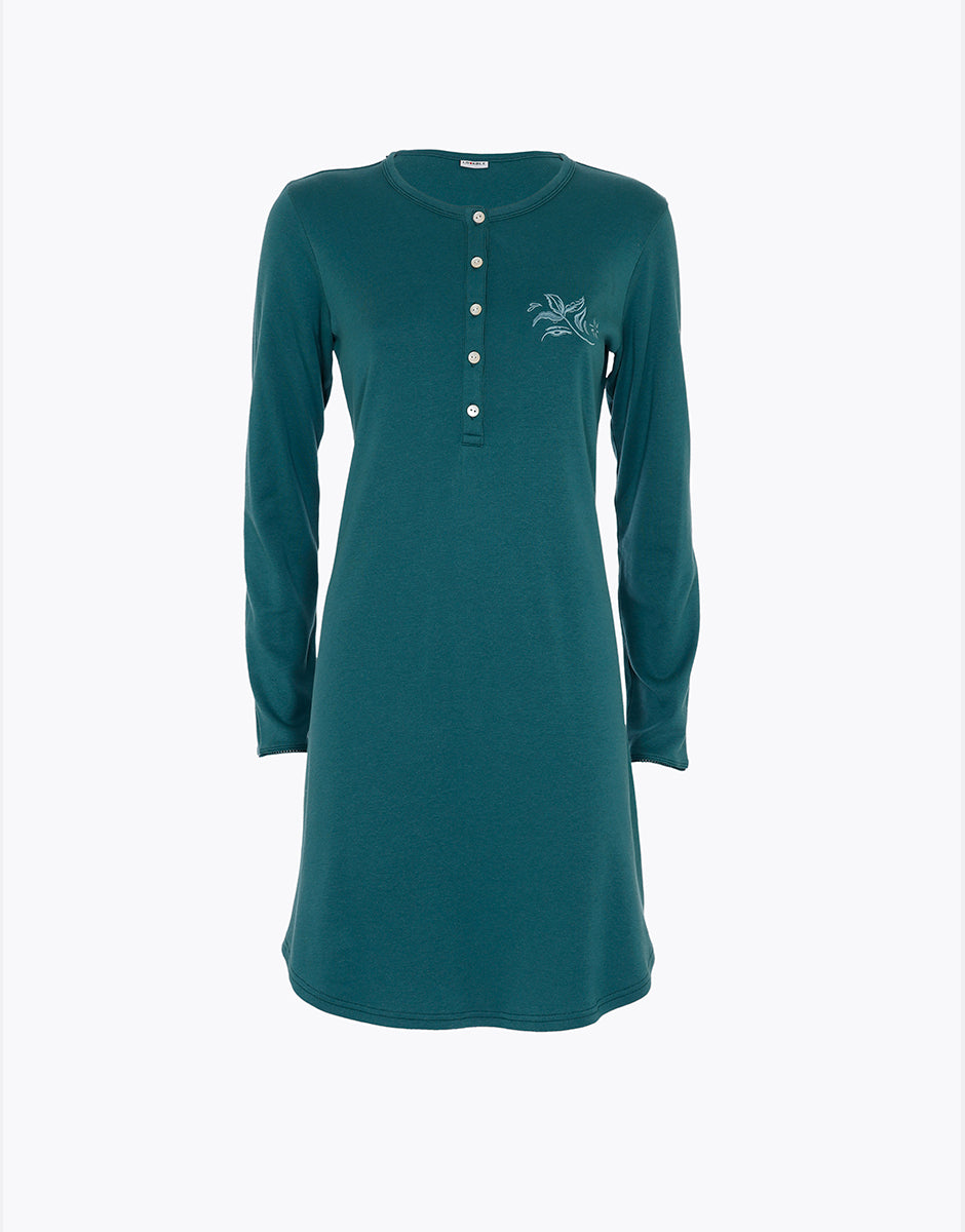 Lovable Serafino camicia notte verde interlock caldo