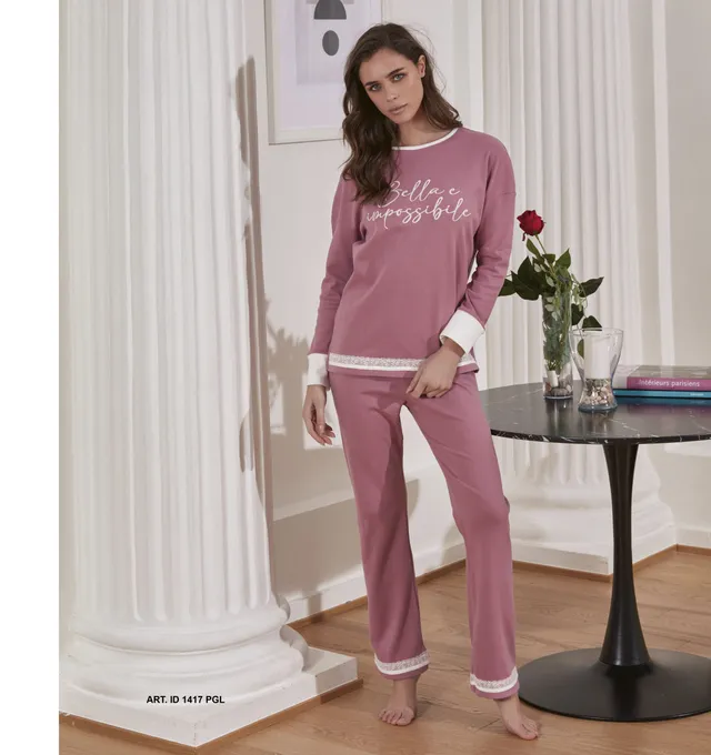 Intimami pigiama Bella e impossibile interlock pizzo lungo