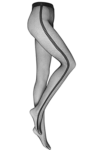 Wolford Erin collant a rete nero S strisce laterali