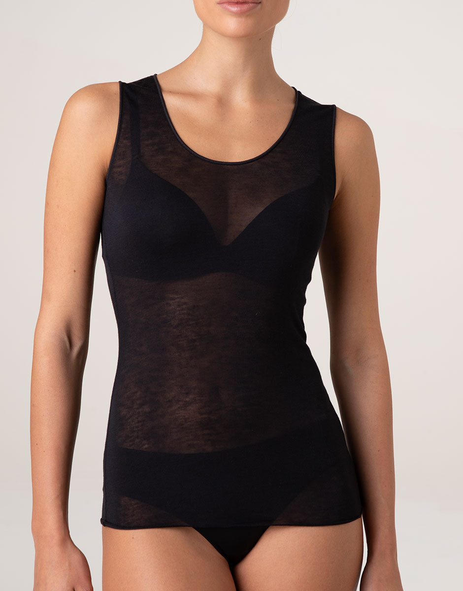 Lovable Ultralight and Warm canotta spalla larga nero modal cashmere