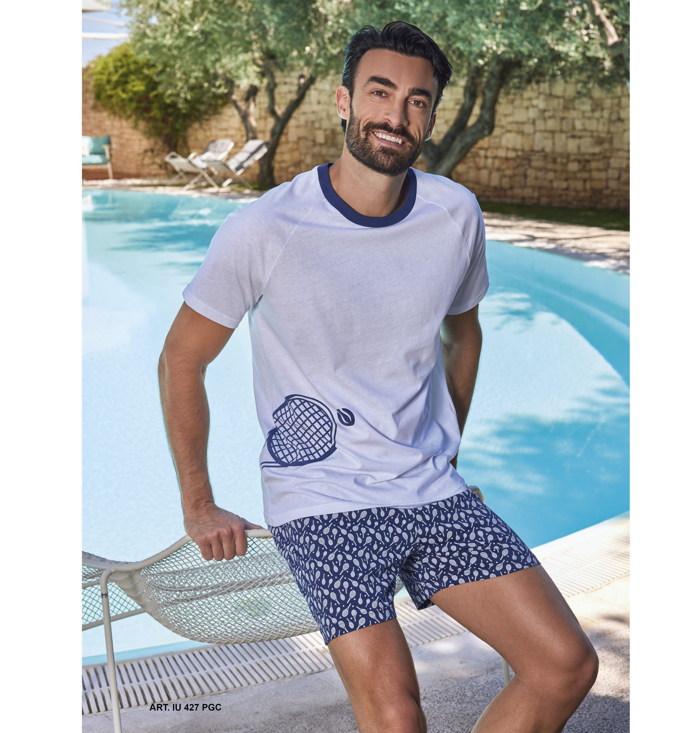 Intimami pigiama uomo corto stampa tennis jersey