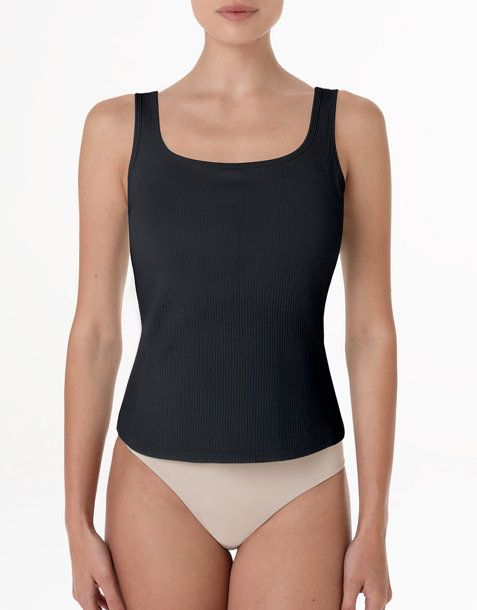 Lovable Rib Cotton canotta nero cotone con coppe imbottite