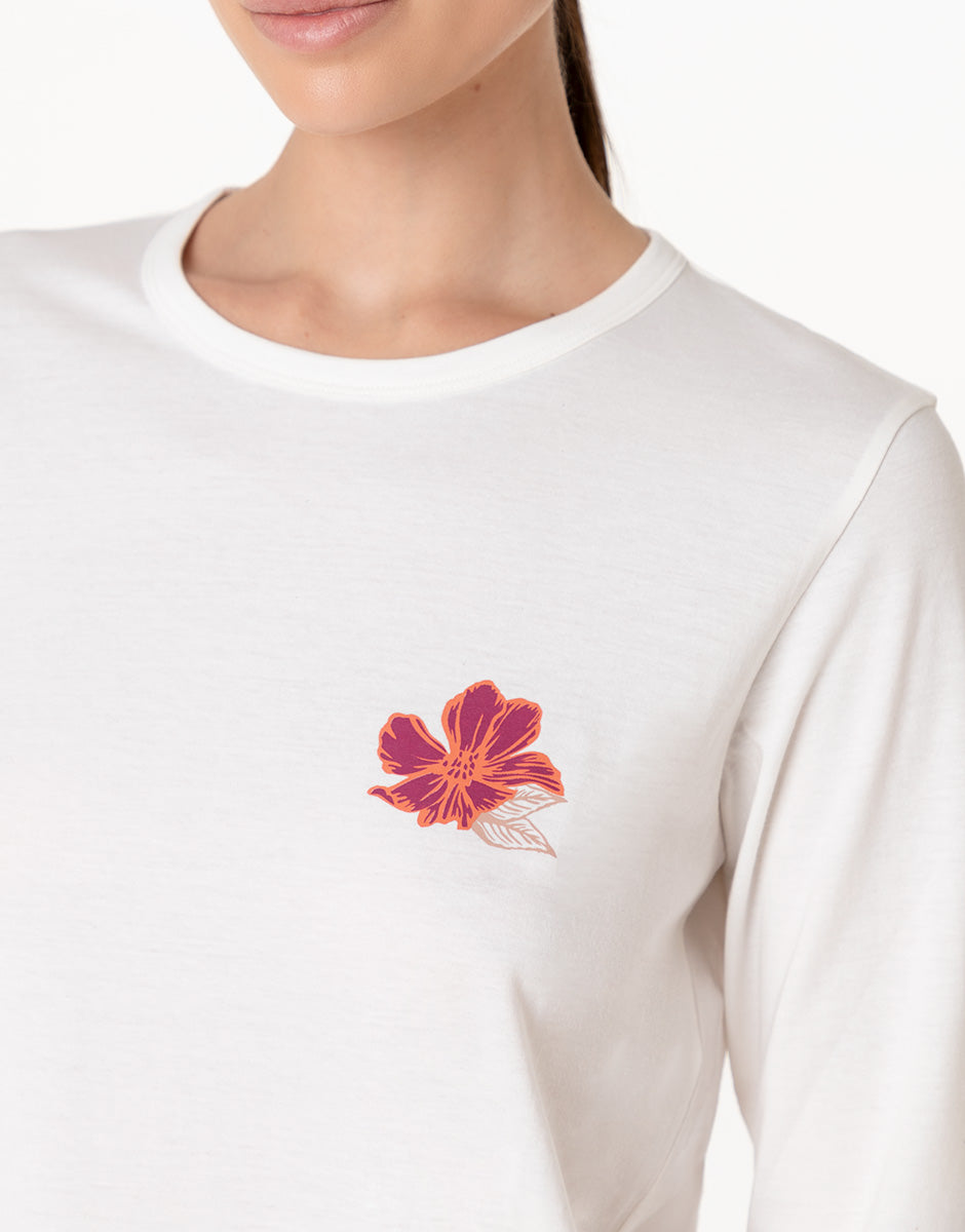 Lovable pigiama lungo jersey bianco latte stampato girocollo