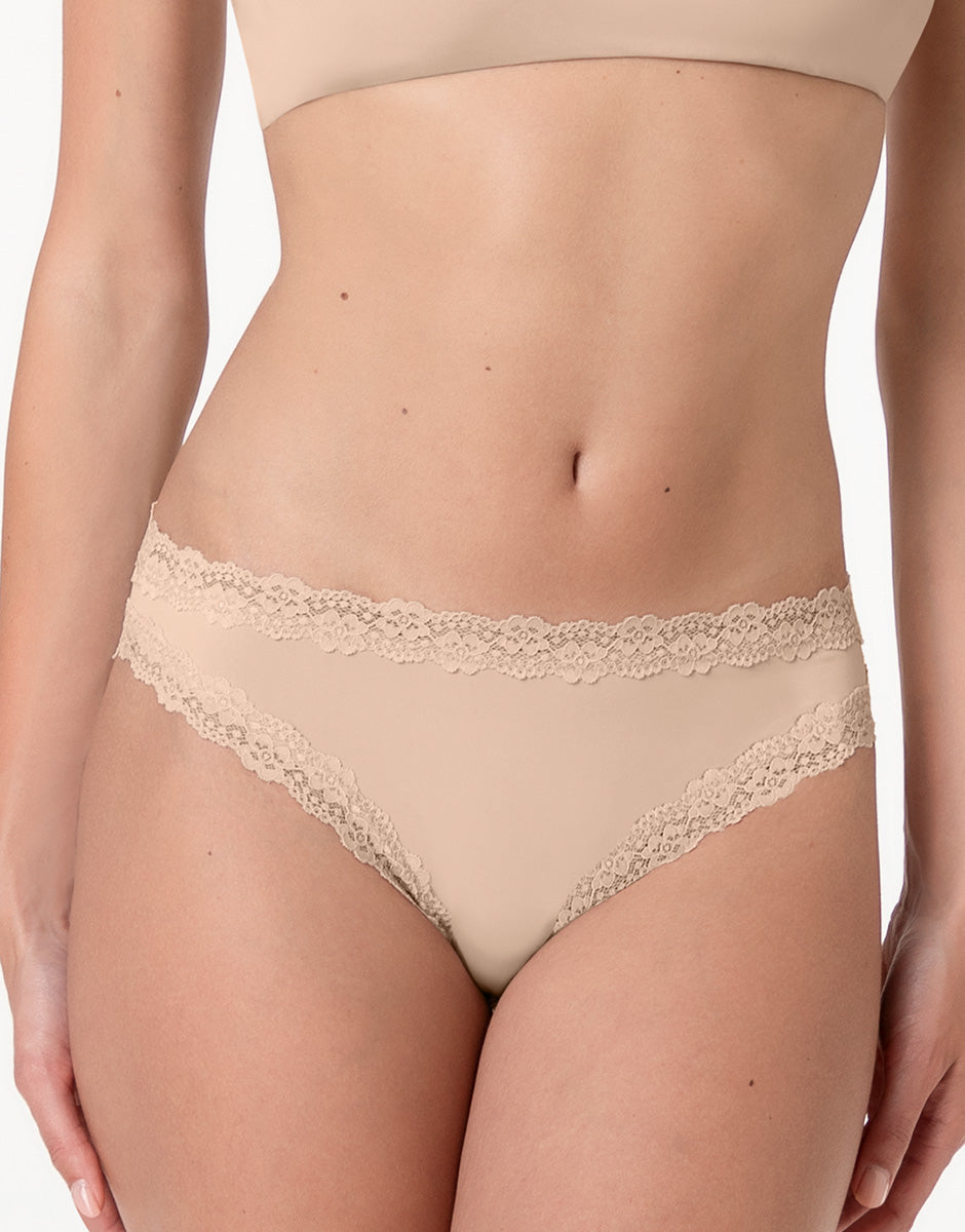 Lovable Lacy Micro Brasiliano Microfibra Nudo Chiaro