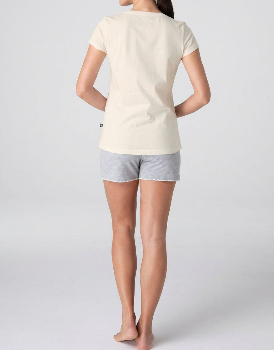 Lovable Pigiama Corto Jersey Cotone Bianco Seta