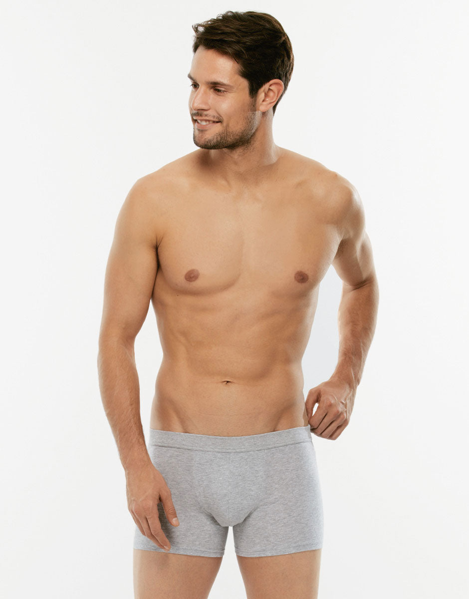 Lovable Cotton Stretch Short Boxer Uomo Grigio Melange 2 Pezzi