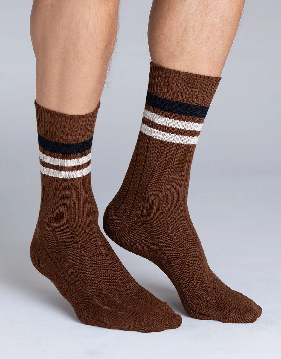 Lovable Man Fancy Bamboo Calzini Corti Marrone