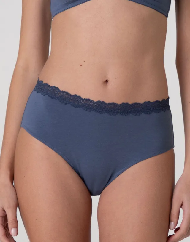 Lovable Trendy Modal Slip Alto Cotone Blu Polvere in Pizzo