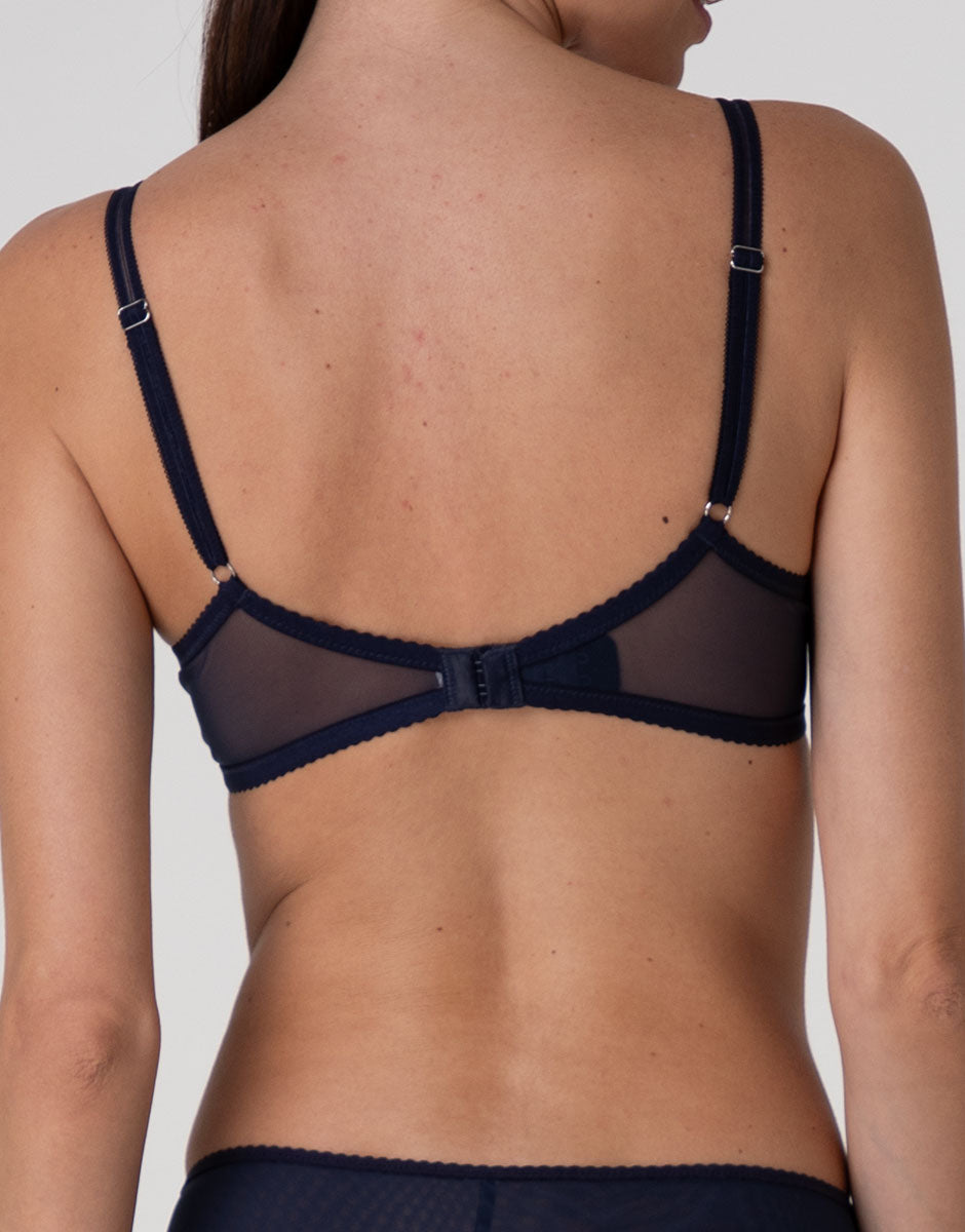 Lovable Elegant Embroidery reggiseno balconcino blu navy ricamato