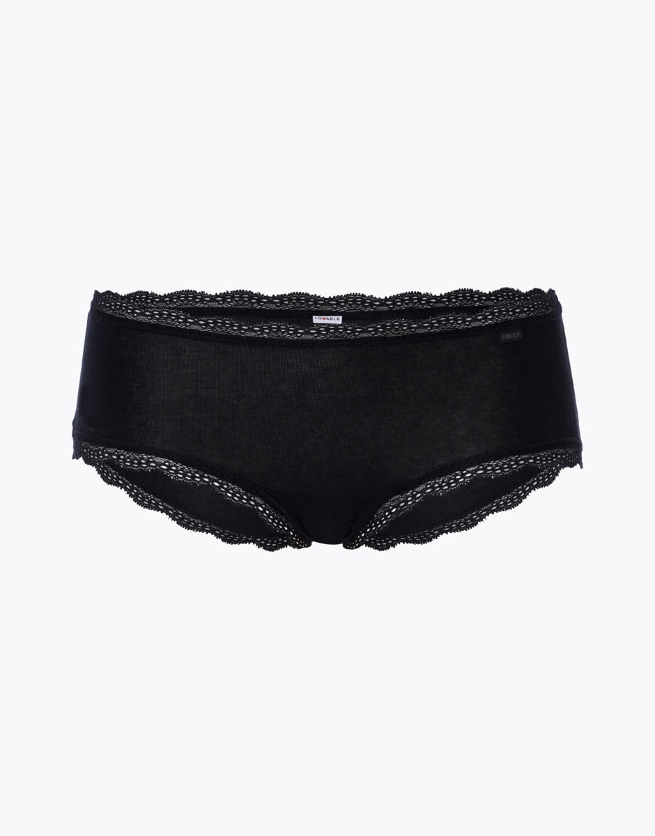 Lovable Lovely shorty nero cotone pizzo