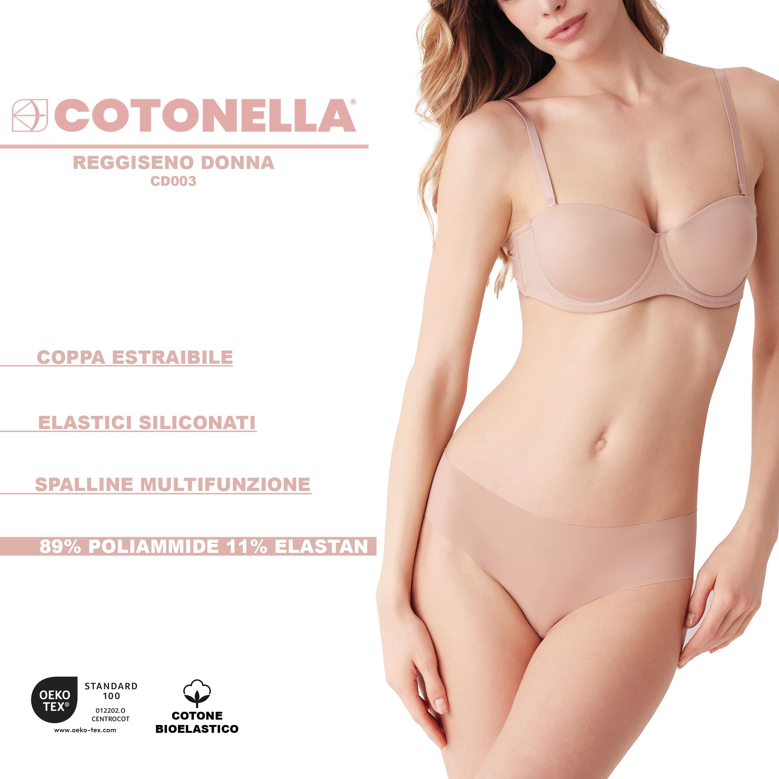 Cotonella Miriam CD003 reggiseno a fascia beige 3B con ferretto