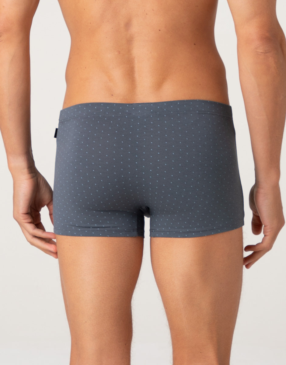 Lovable Man Printed Cotton Modal boxer antracite pois azzurro