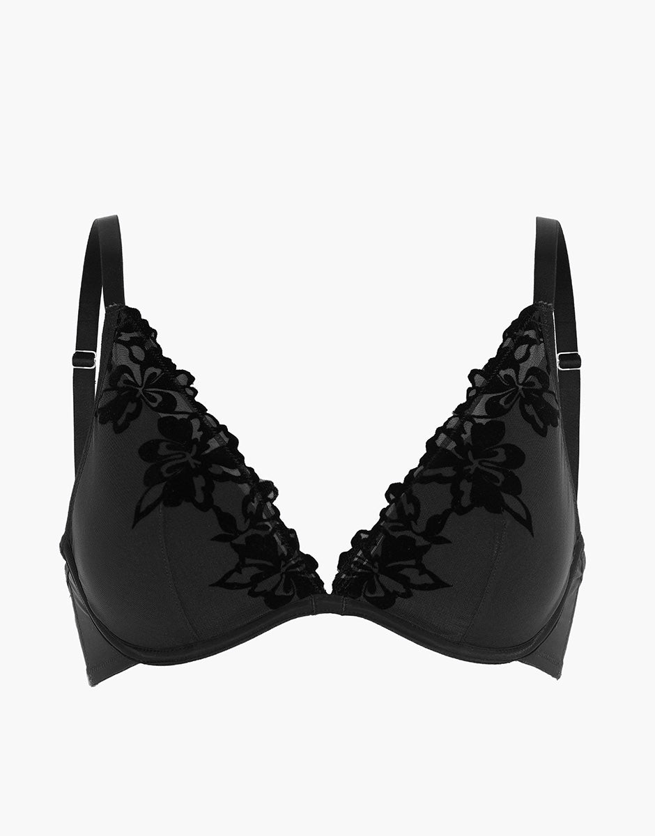 Lovable Velvet Embroidery reggiseno triangolo nero velluto