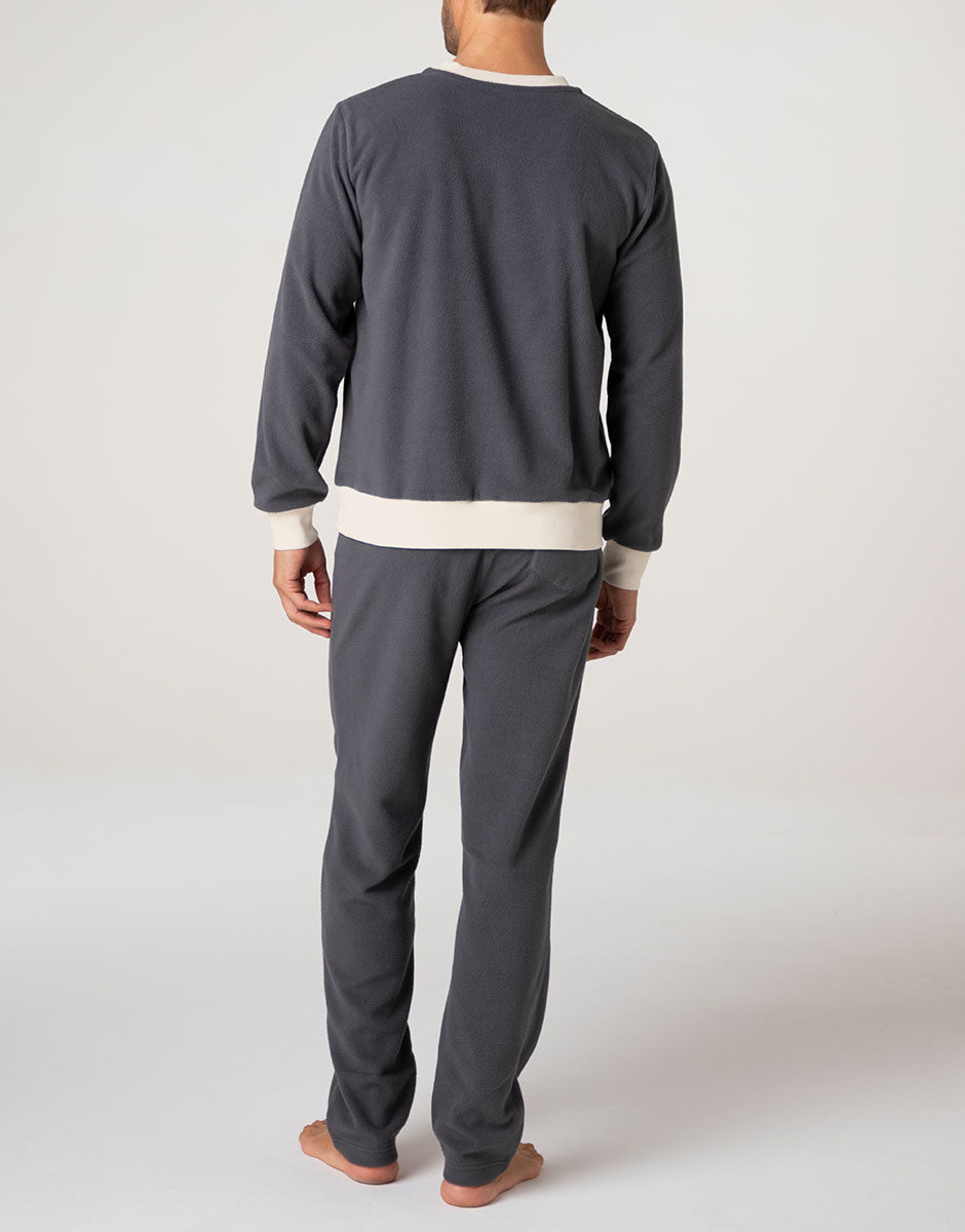 Lovable Man Homewear pigiama lungo pile grigio fumo caldo