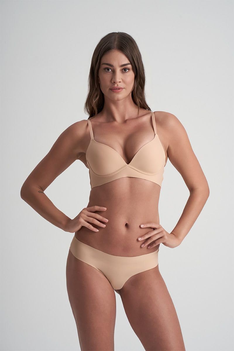 Bye Bra slip brasiliana senza cuciture 2 pezzi beige nero XL