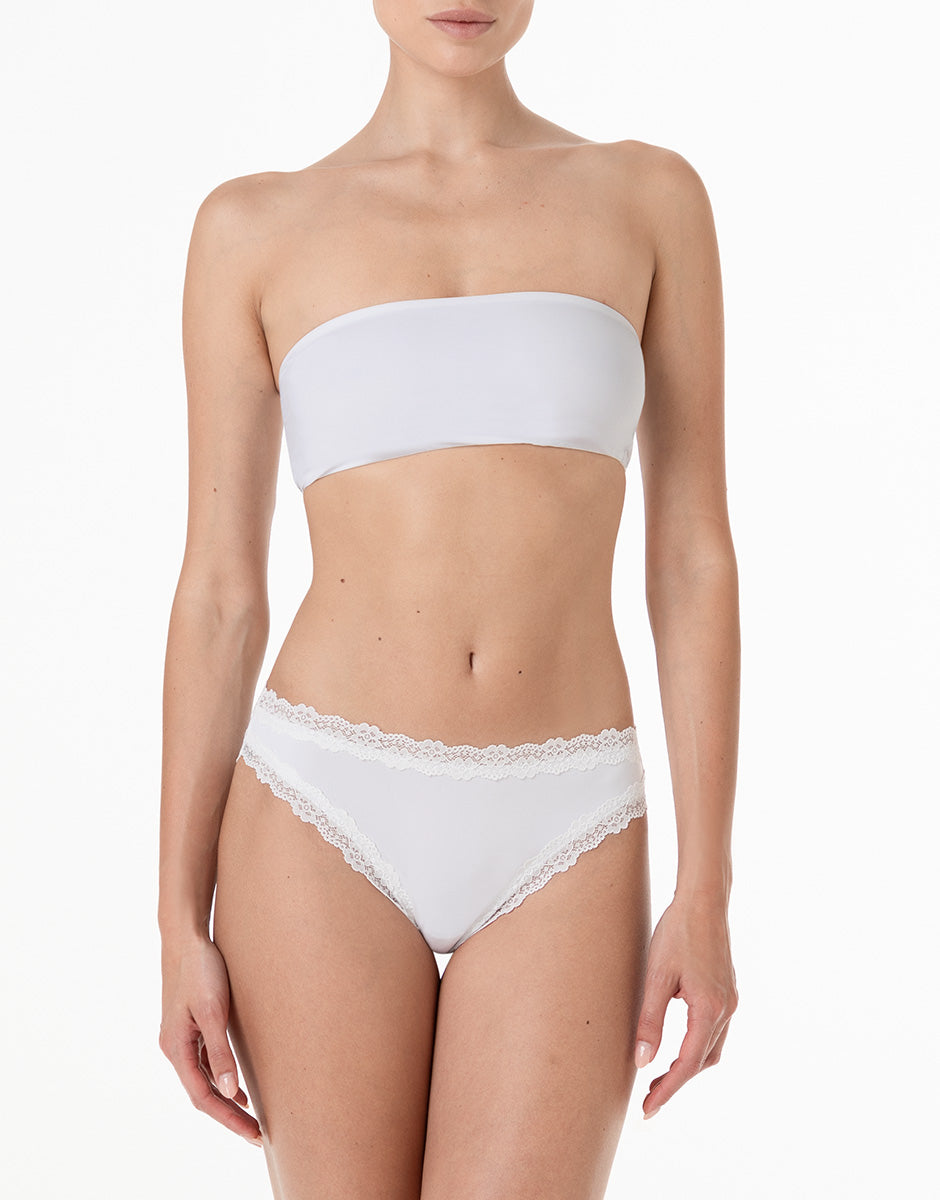 Lovely Lacy Micro brasiliano microfibra bianco pizzo