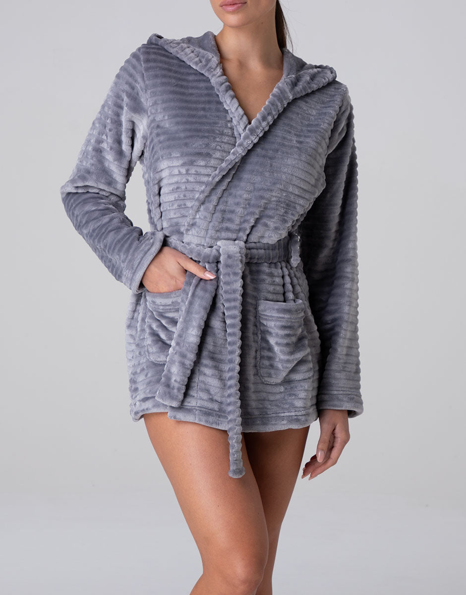 Lovable Vestaglia Corta Pelliccetta Jacquard Grigio Chiaro S/M