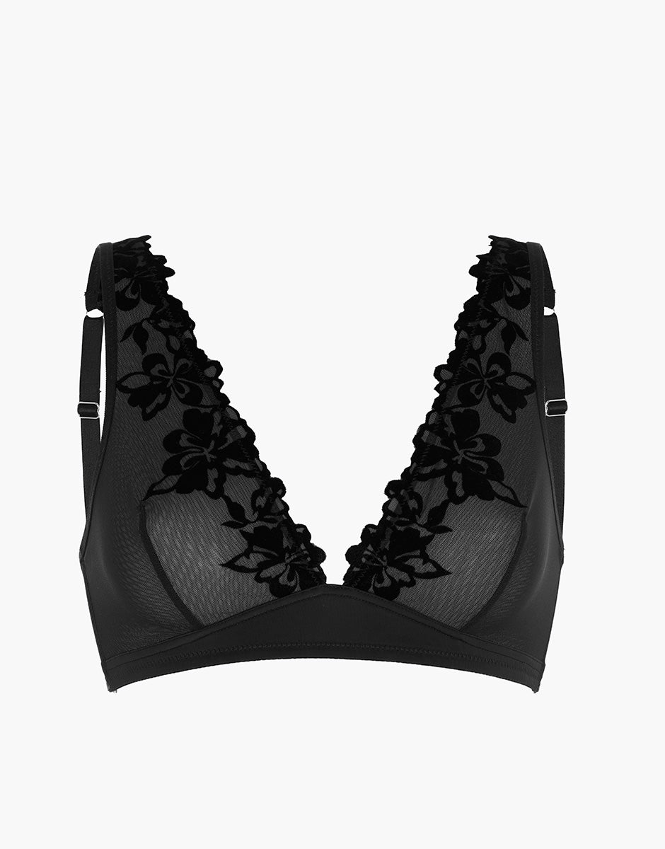 Lovable Velvet Embroidery reggiseno senza ferretto nero tulle