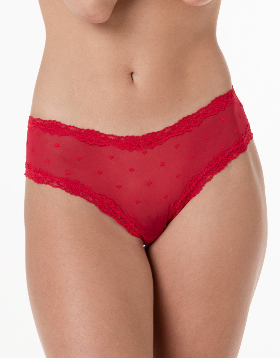 Lovable Table Panties slip tulle jacquard rosso