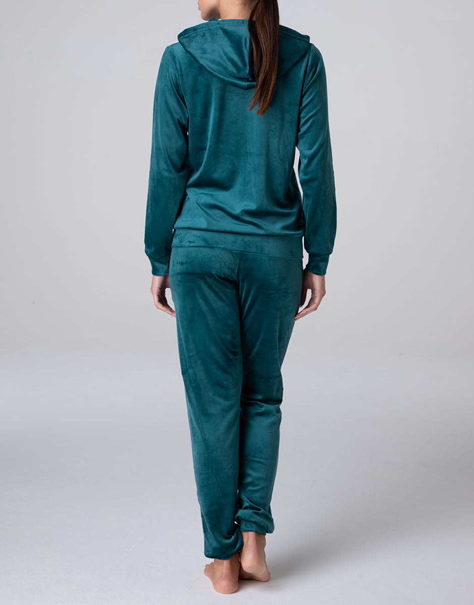 Lovable homewear ciniglia zip cappuccio verde