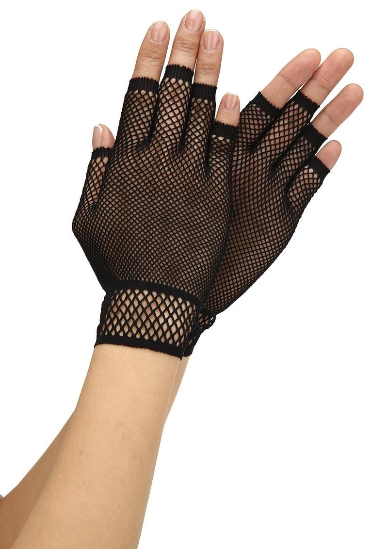 Baci Fingerless Fishnet Glove guanti neri rete