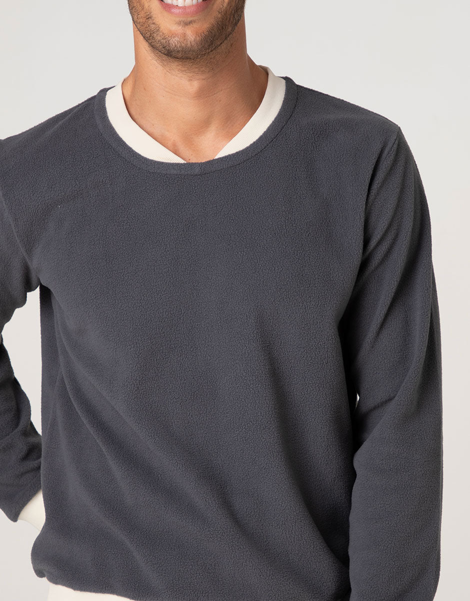 Lovable Man Homewear pigiama lungo pile grigio fumo caldo