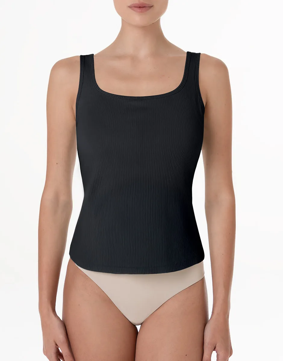 Lovable Rib Cotton canotta nero cotone con coppe imbottite