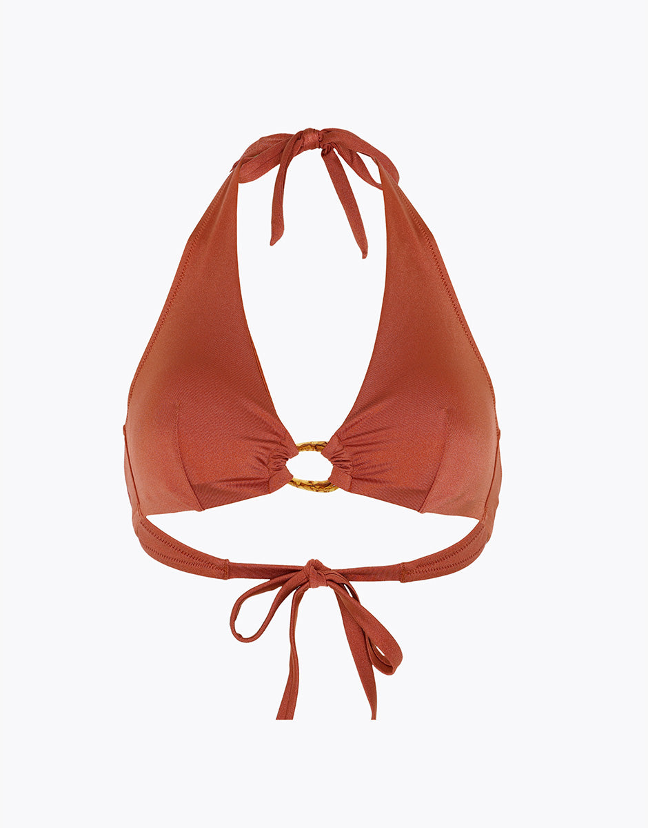 Lovable Glam Shiny Micro top bikini triangolo terra