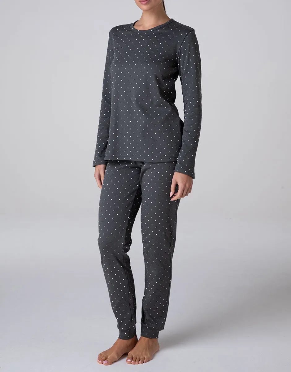 Lovable Lifewear pigiama lungo girocollo interlock grigio fumo