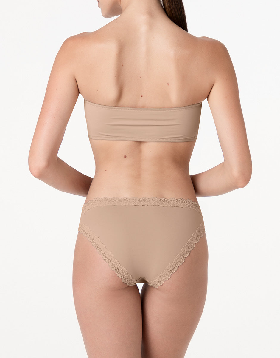 Lovable Lacy Micro slip nudo chiaro in microfibra con pizzo