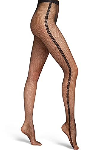 Wolford Erin collant a rete nero S strisce laterali