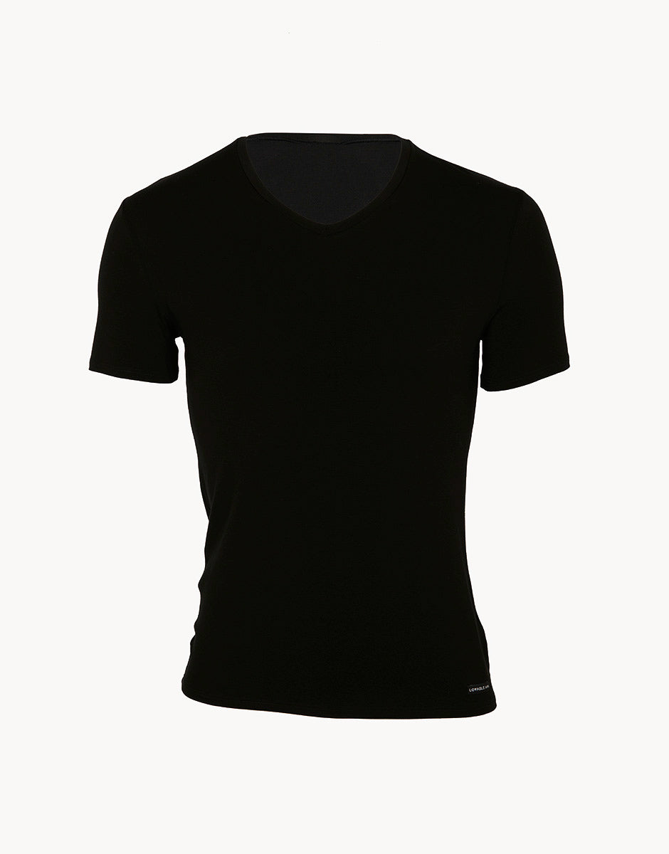 Lovable Man L070A t-shirt scollo a V nera micromodal