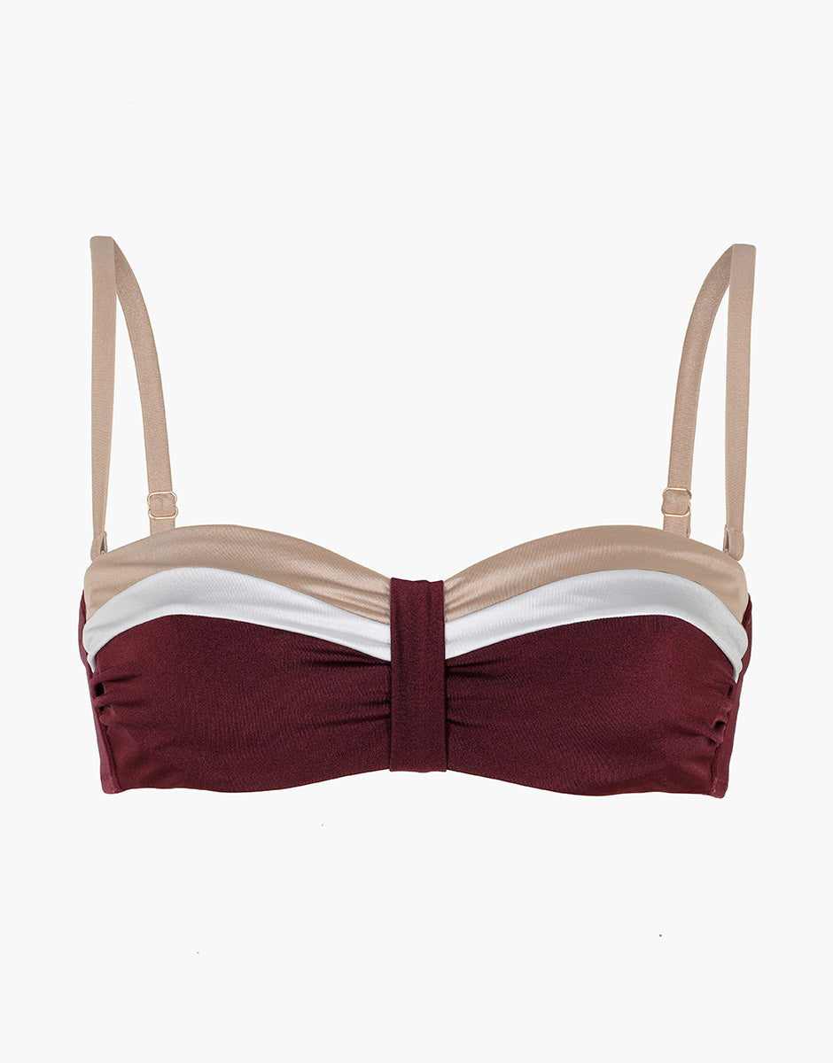 Lovable Shiny Colour Block fascia costume vinaccia imbottita