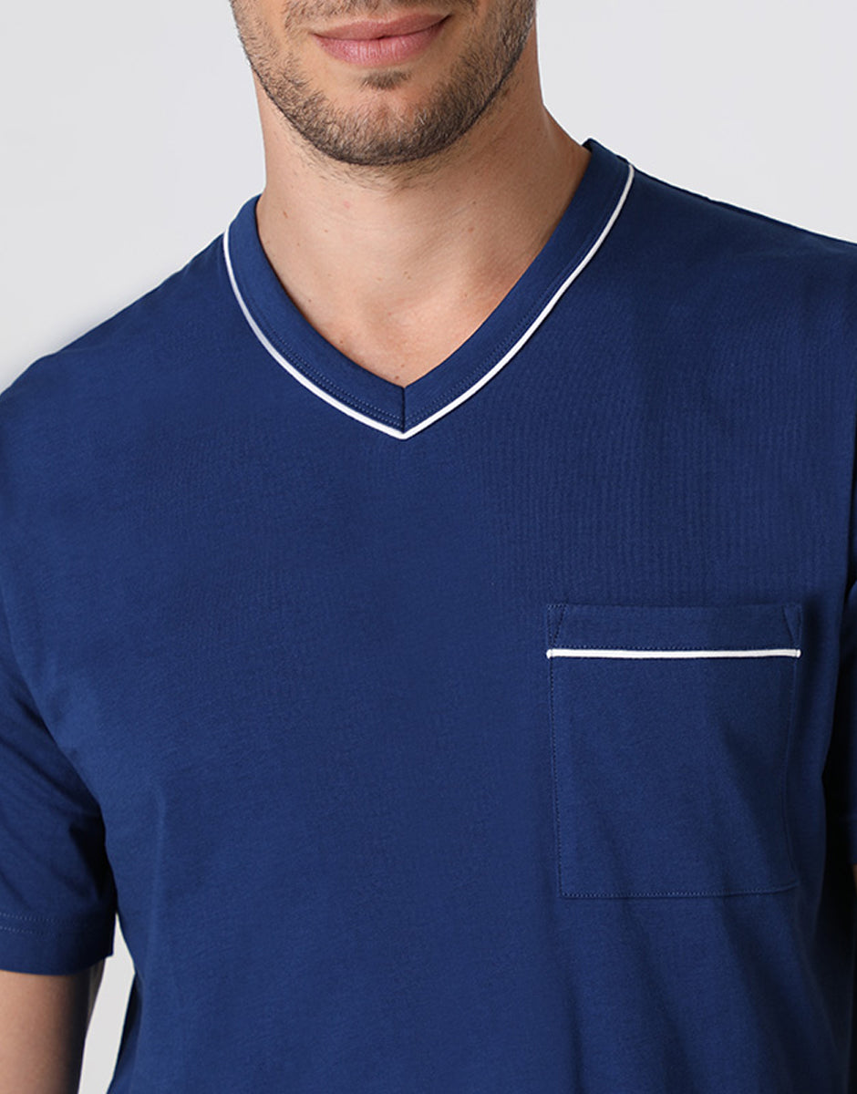 Lovable pigiama corto uomo jersey blu notte cotone
