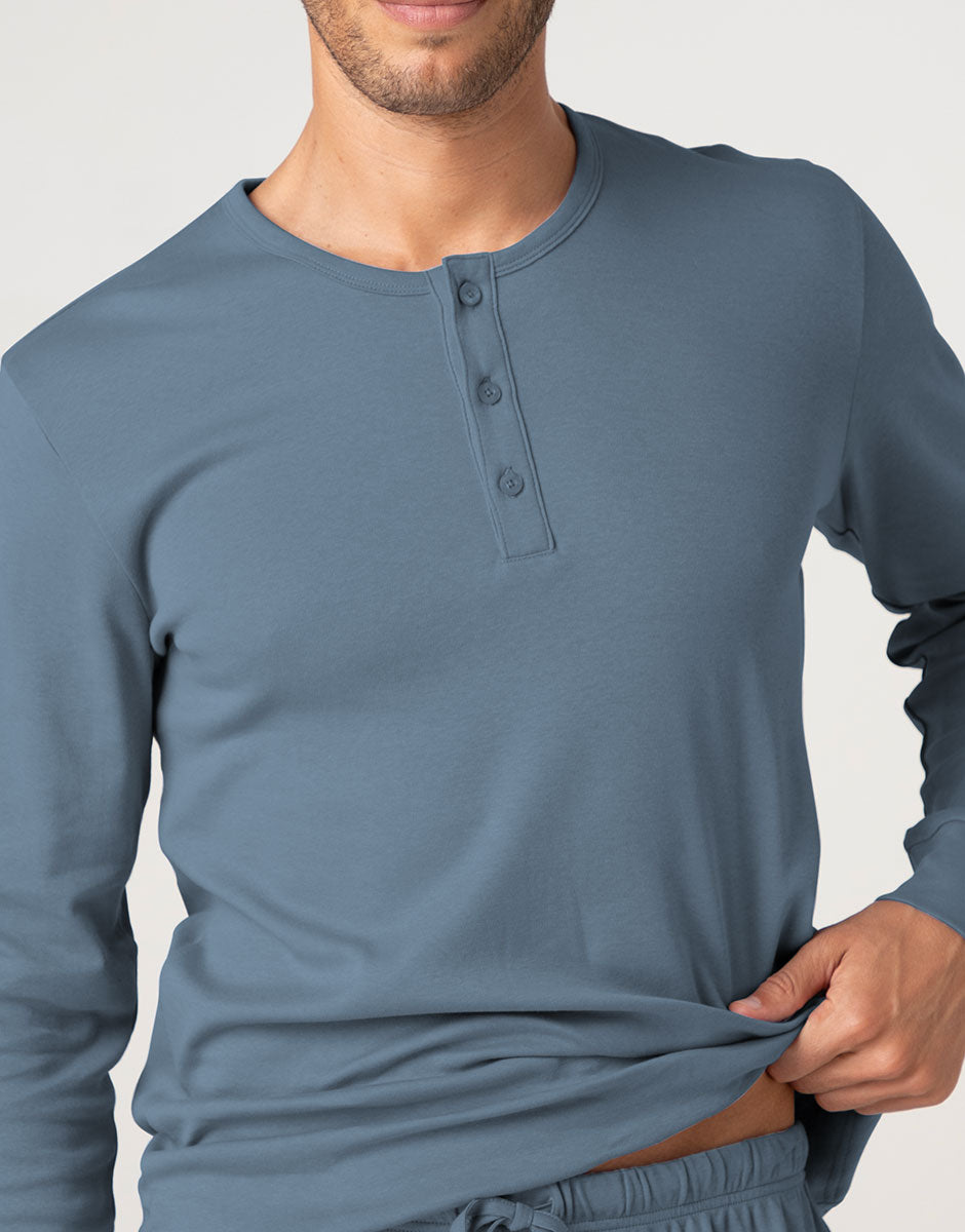 Lovable Man Interlock Pigiama Lungo Azzurro Serafino Cotone
