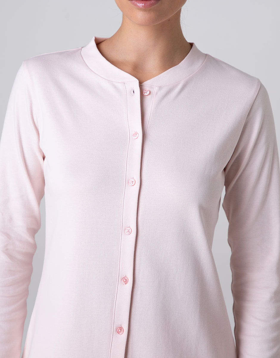 Lovable Lifewear pigiama lungo aperto interlock rosa cipria