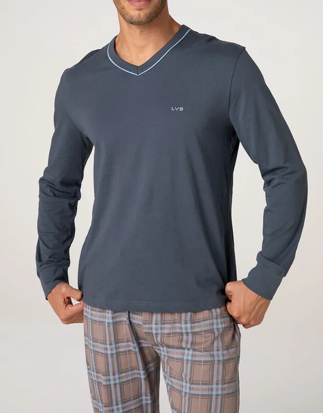 Lovable pigiama uomo lungo grigio scuro in jersey