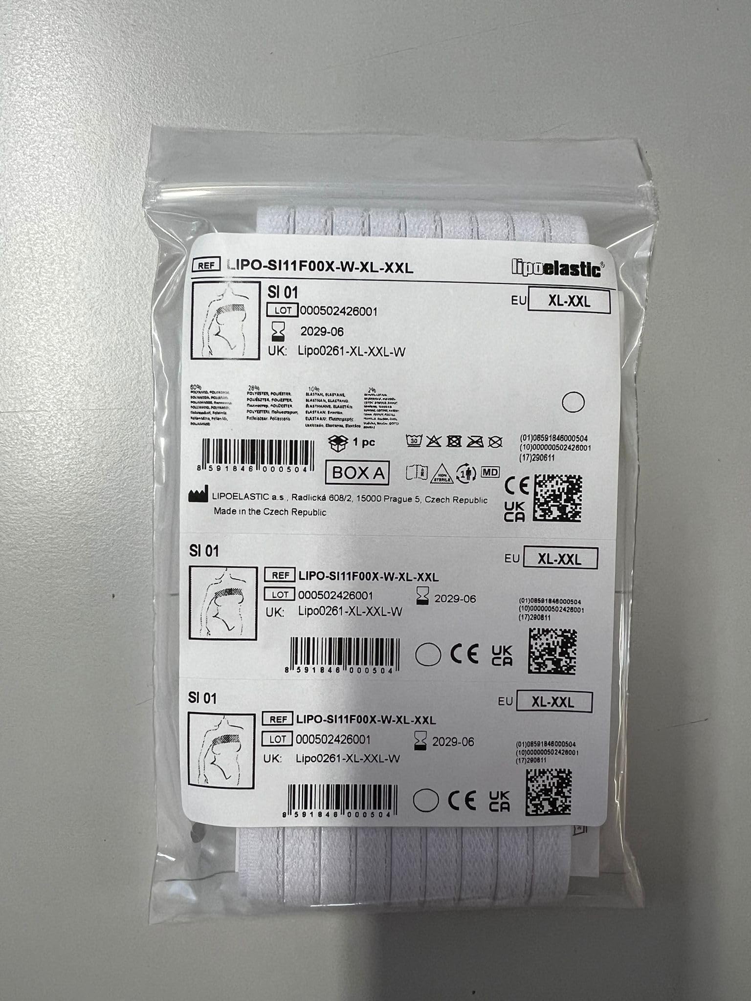 Lipoelastic SI 01 fascia seno post operatoria nero M/L stabilizzante