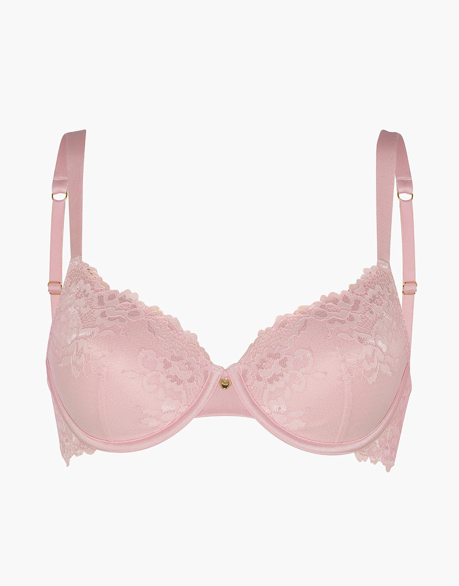 La Senza Lux Lace reggiseno pizzo rosa confetto imbottito