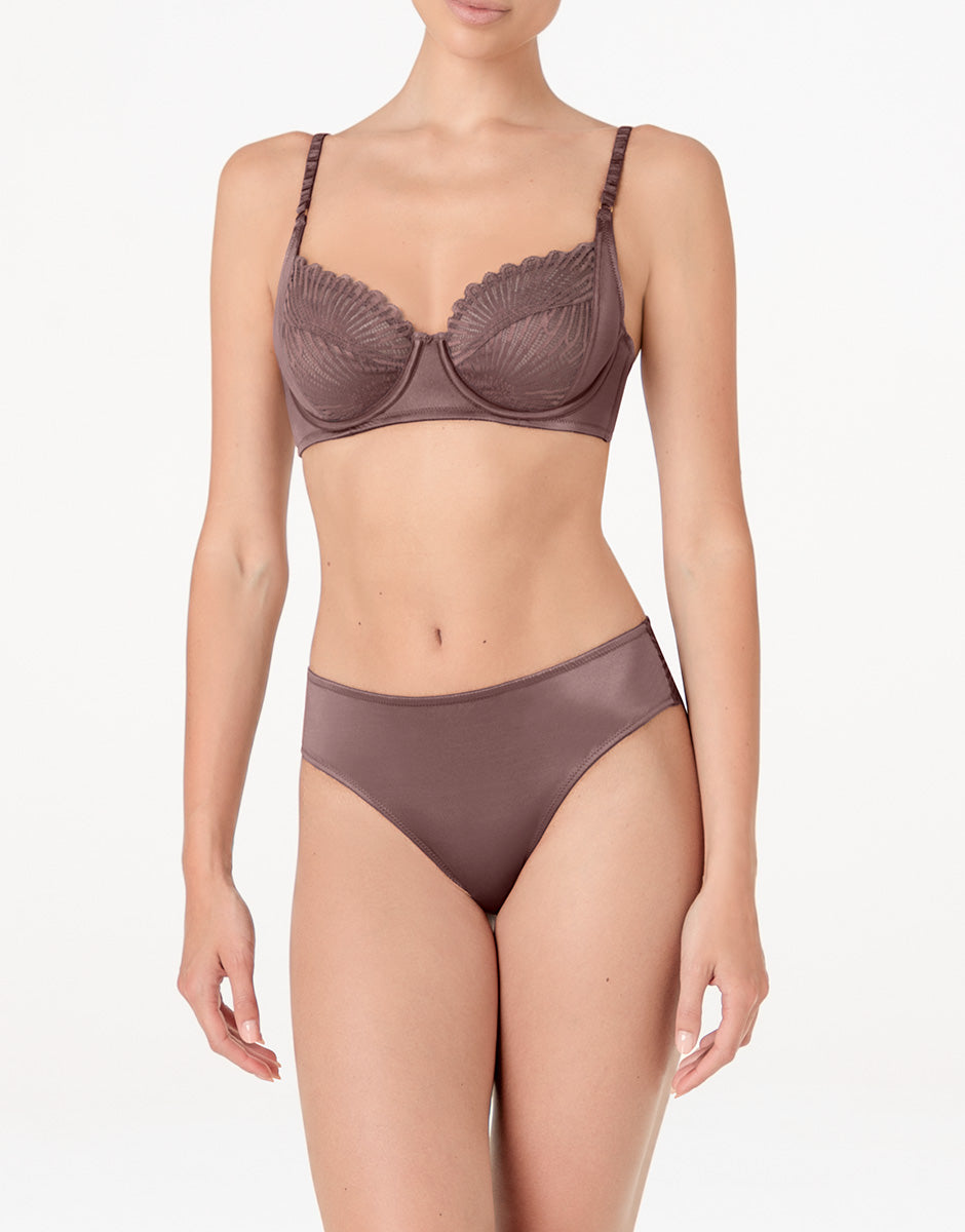 Lovable Blowball Lacy Micro slip nocciola microfibra e pizzo