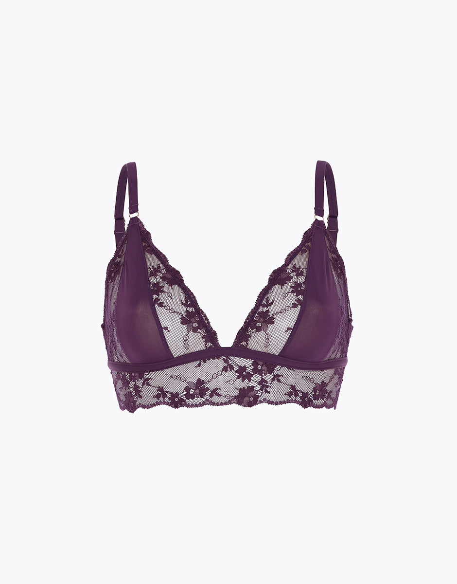 Lovable Delicate Floral Lace Reggiseno Triangolo pizzo viola mora