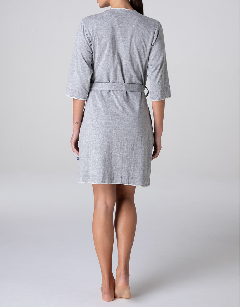 Lovable kimono jersey grigio melange manica 3/4 con cintura