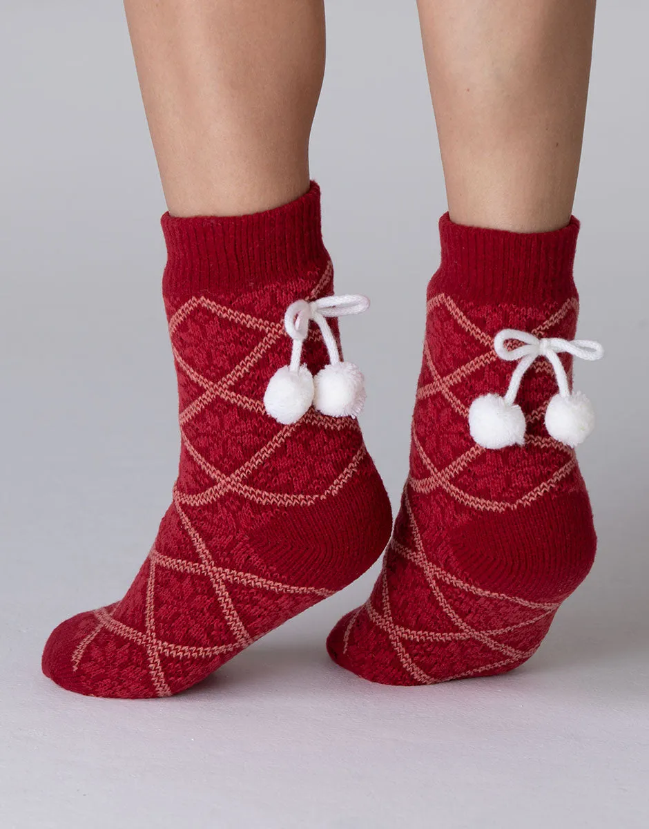 Lovable Warm And Cuddle calzini corti rosso scuro pile