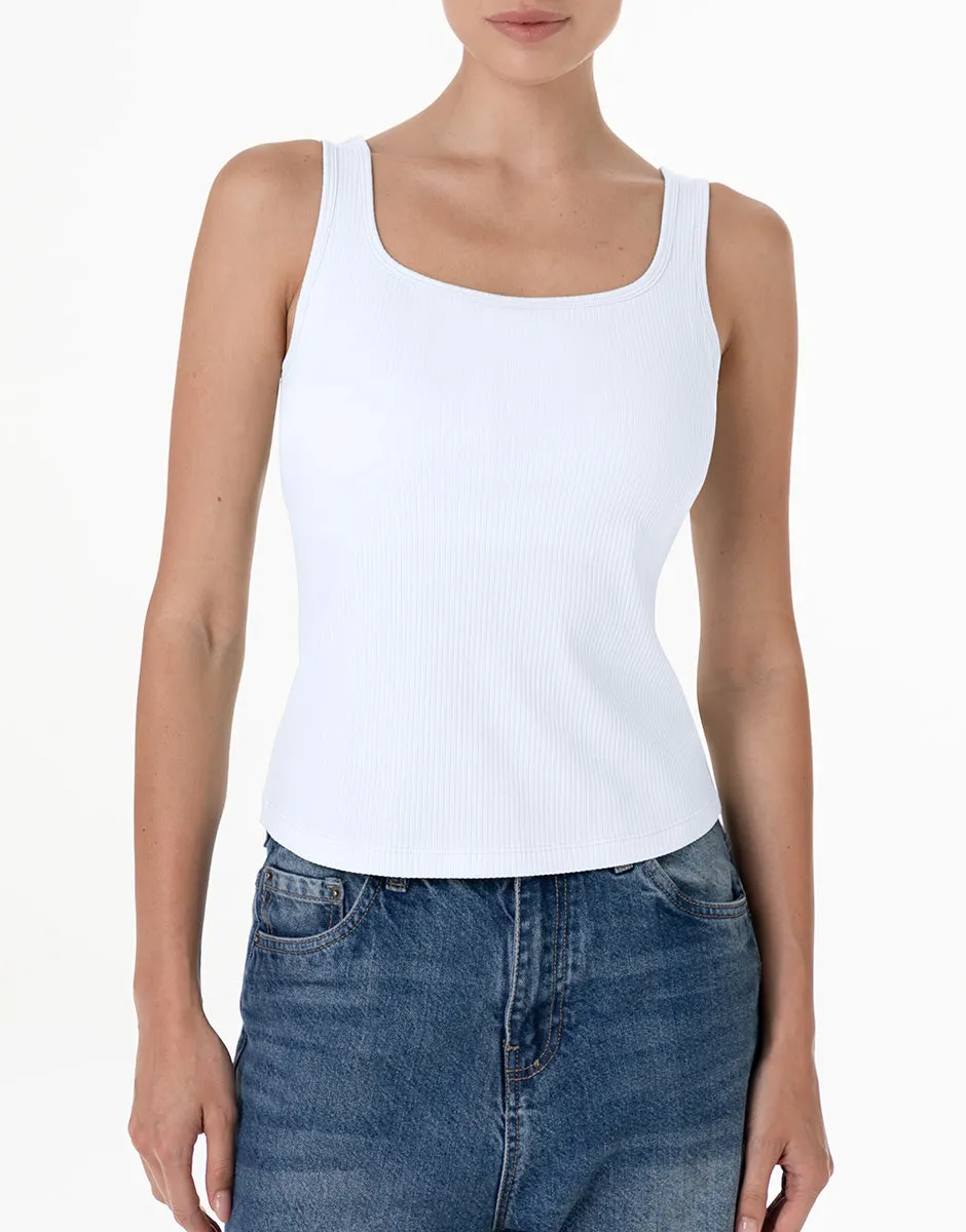Lovable Rib Cotton Canotta Cotone Bianco Coppe Imbottite