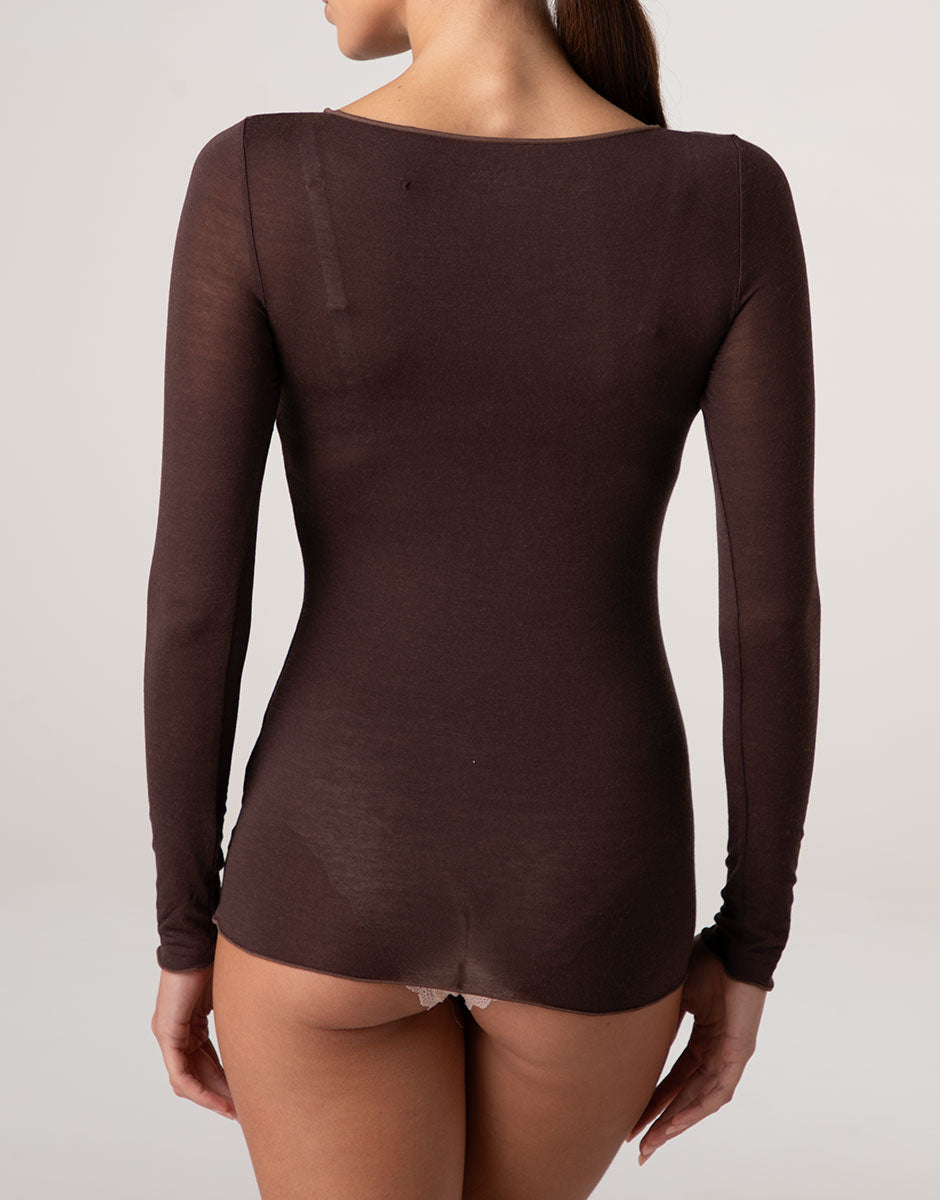 Lovable Ultralight Warm Maglia Scollo Barchetta Cioccolato